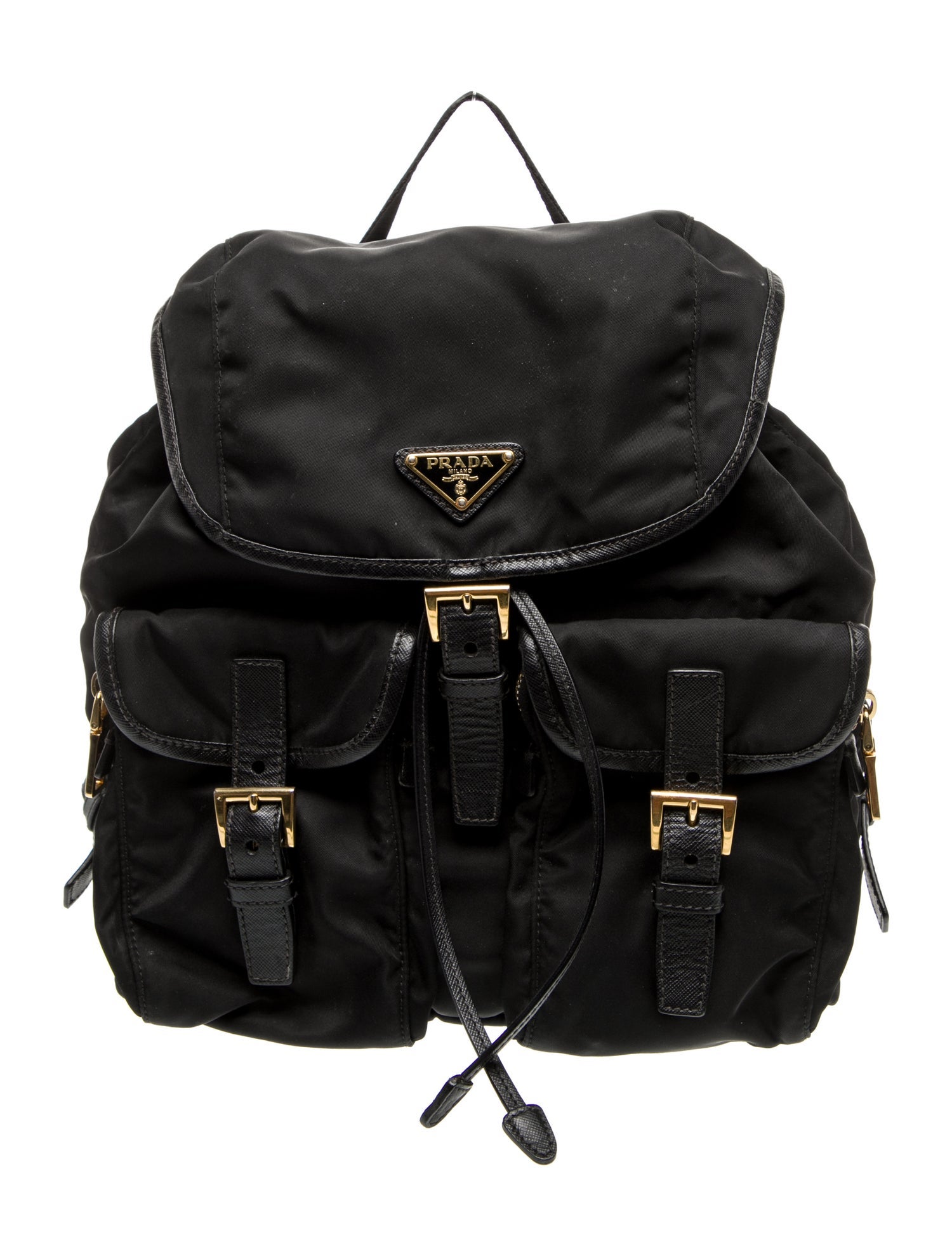 Prada Enameled Metal Triangle Backpack