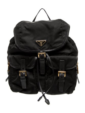 Prada Enameled Metal Triangle Backpack