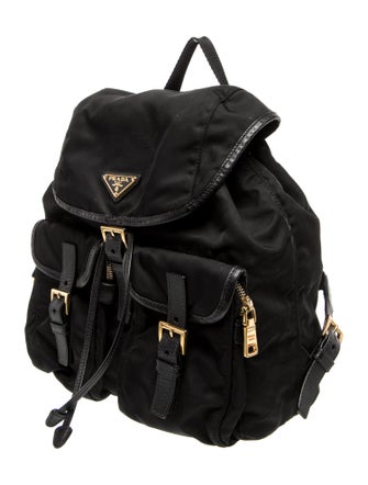 Prada Enameled Metal Triangle Backpack