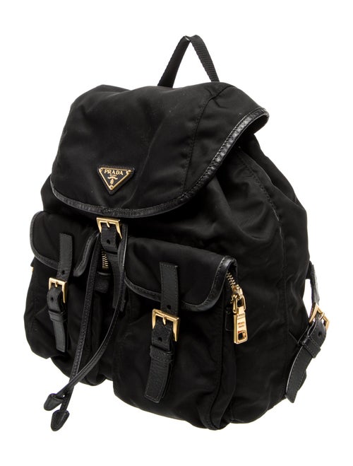 Prada Enameled Metal Triangle Backpack