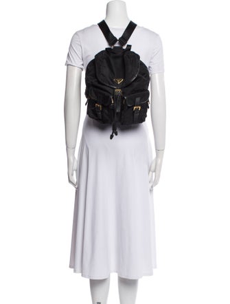 Prada Enameled Metal Triangle Backpack