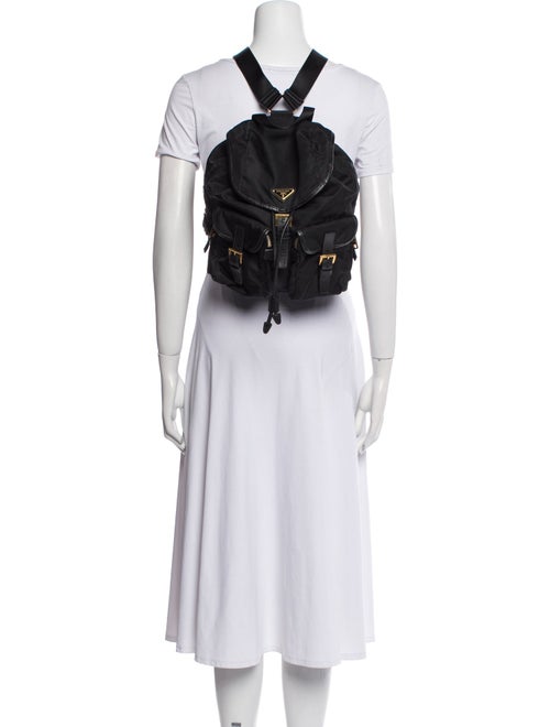 Prada Enameled Metal Triangle Backpack