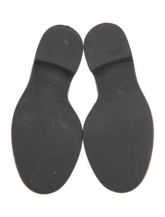 Prada Enameled Metal Triangle Leather Oxfords