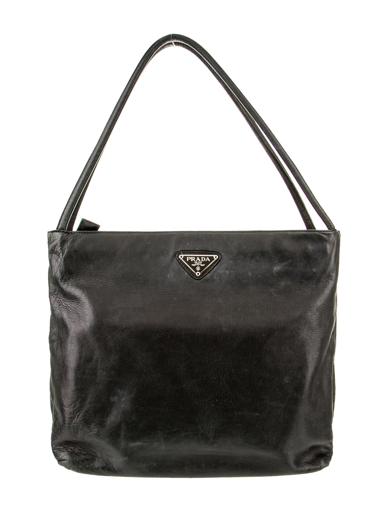 Prada Enameled Metal Triangle Shoulder Bag Vintage