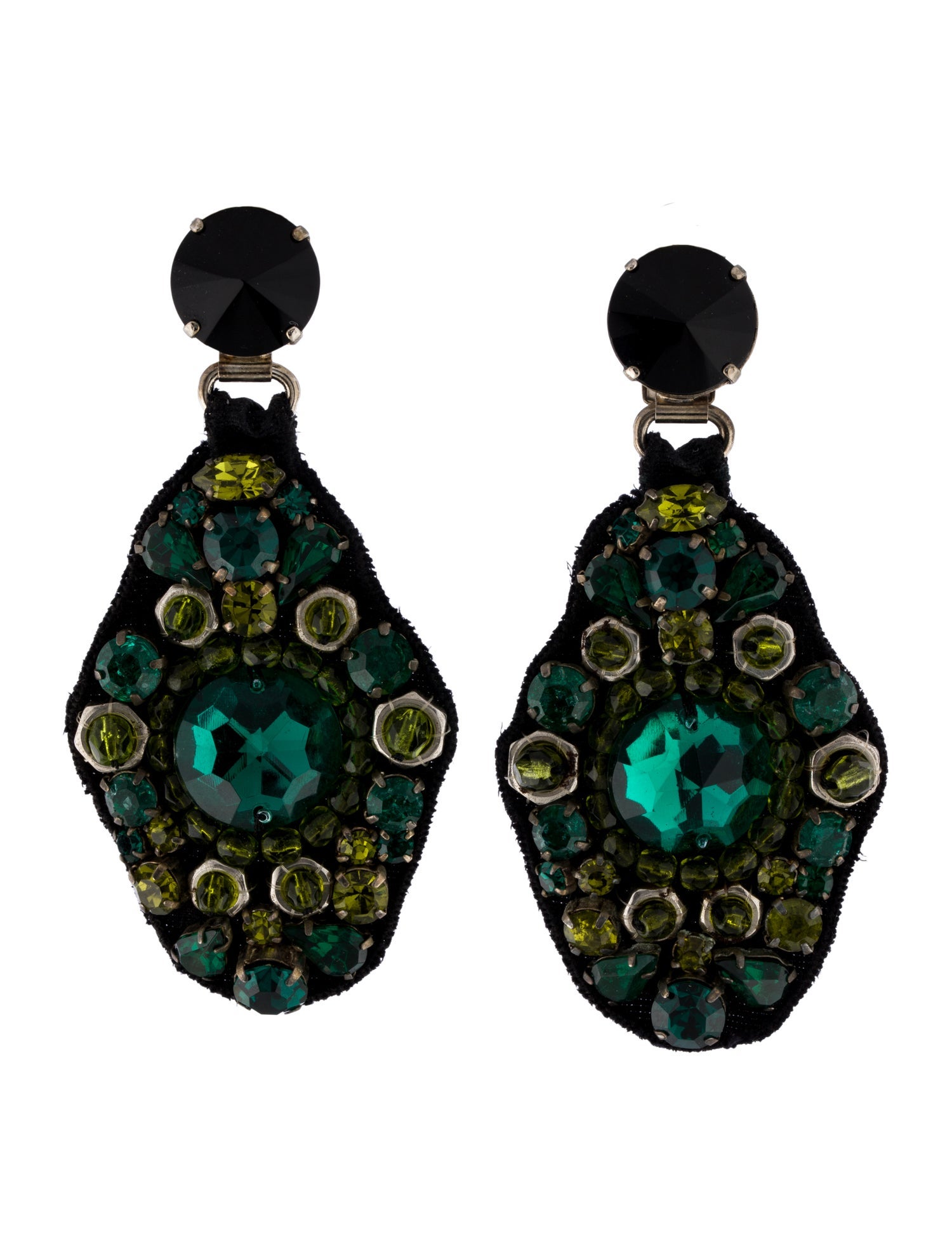 Prada Crystal Embroidered Drop Clip-On Earrings