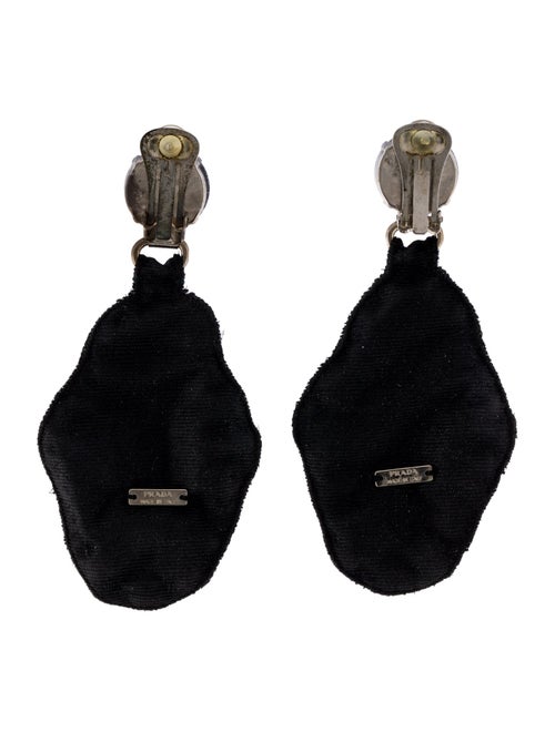 Prada Crystal Embroidered Drop Clip-On Earrings