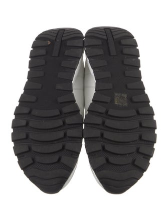 Prada Enameled Metal Triangle Leather Athletic Sneakers