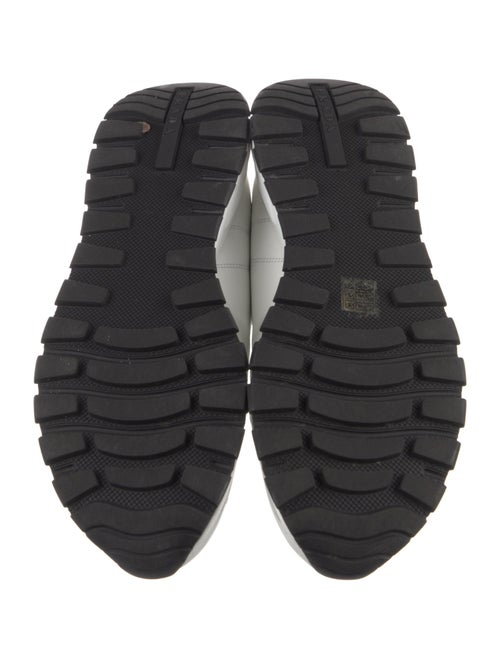 Prada Enameled Metal Triangle Leather Athletic Sneakers