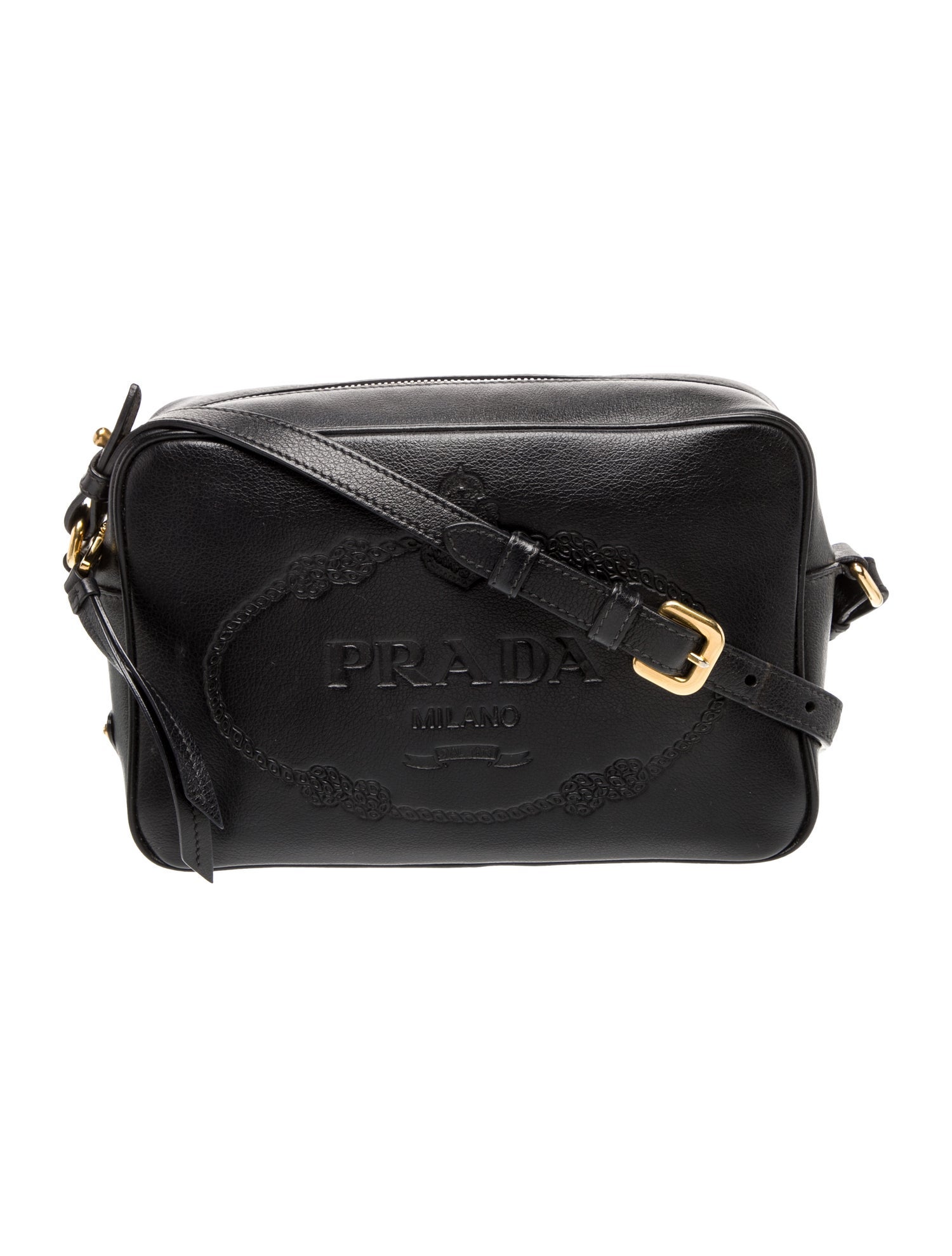 Prada Enameled Metal Triangle Crossbody Bag