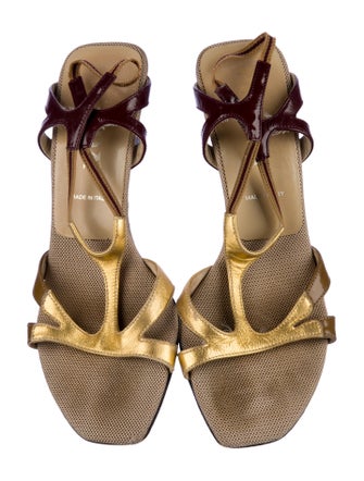 Prada Patent Leather T-Strap Sandals