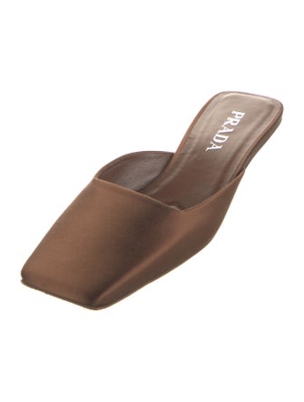 Prada Satin Leather Trim Embellishment Mules