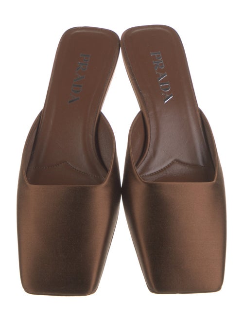 Prada Satin Leather Trim Embellishment Mules