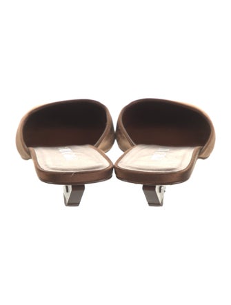 Prada Satin Leather Trim Embellishment Mules
