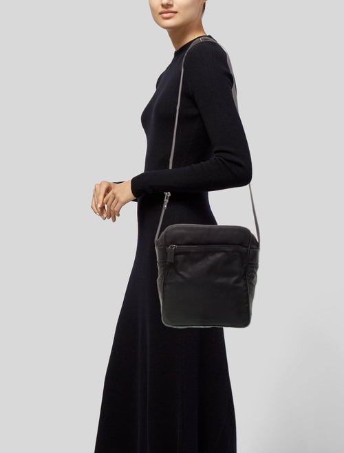 Prada Enameled Metal Triangle Messenger Bag