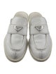 Prada Enameled Metal Triangle Leather Mules