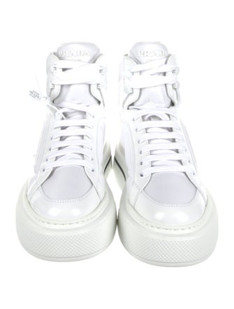 Prada Nylon Leather Trim Embellishment Sneakers