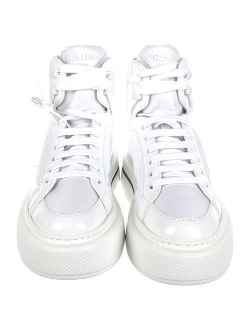 Prada Nylon Leather Trim Embellishment Sneakers
