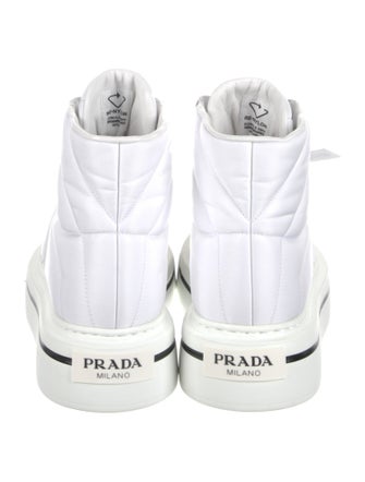 Prada Nylon Leather Trim Embellishment Sneakers