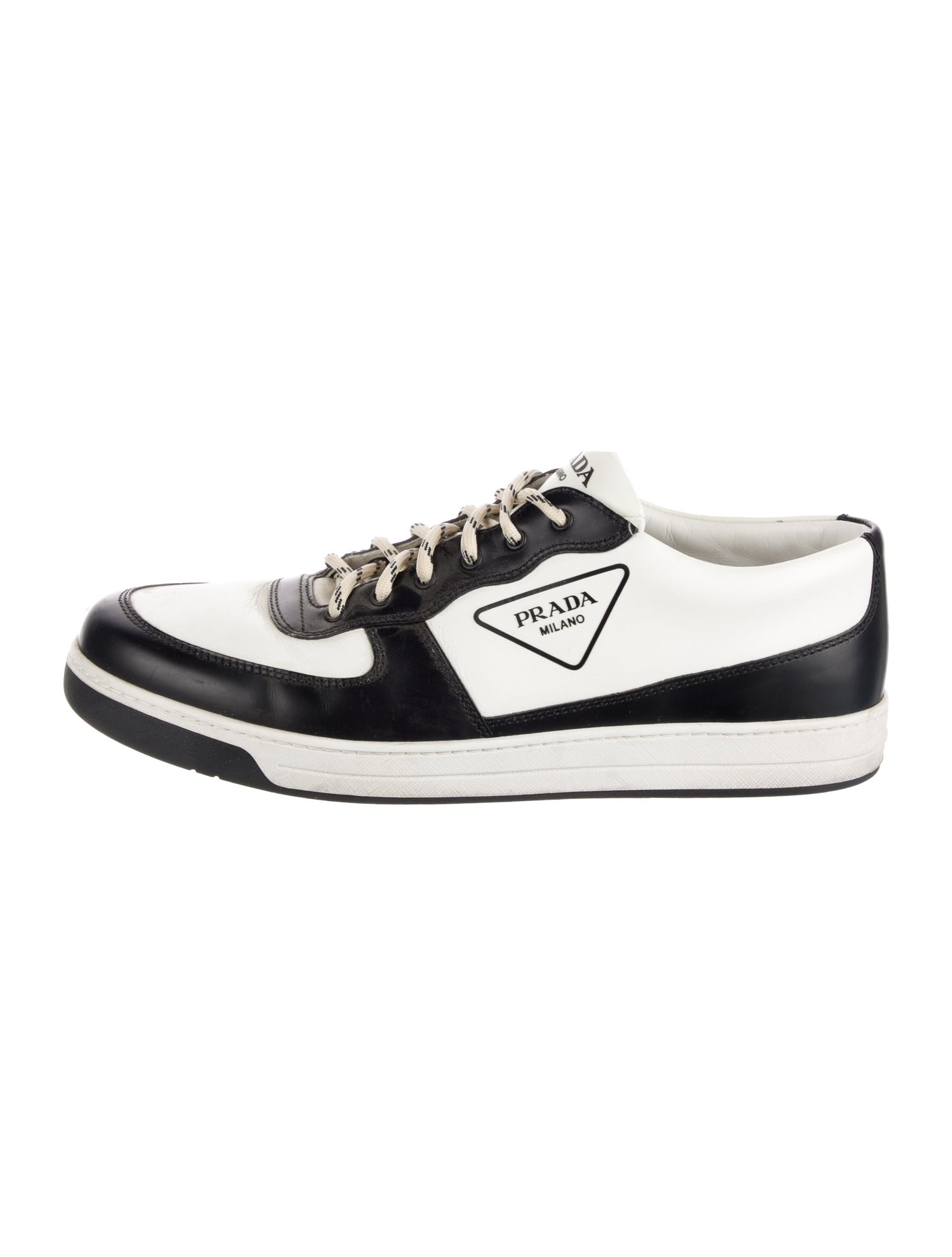 Prada Leather Colorblock Pattern Sneakers
