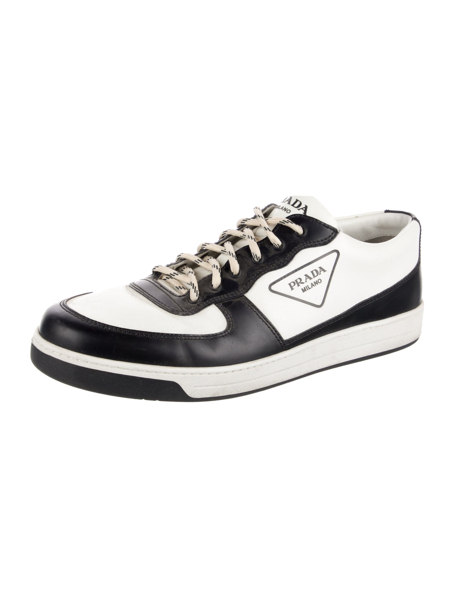 Prada Leather Colorblock Pattern Sneakers