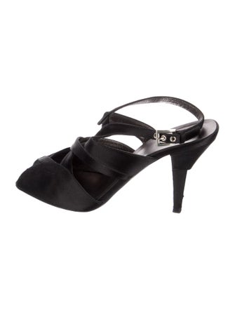 Prada Satin Cutout Accent Mules