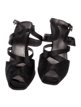 Prada Satin Cutout Accent Mules