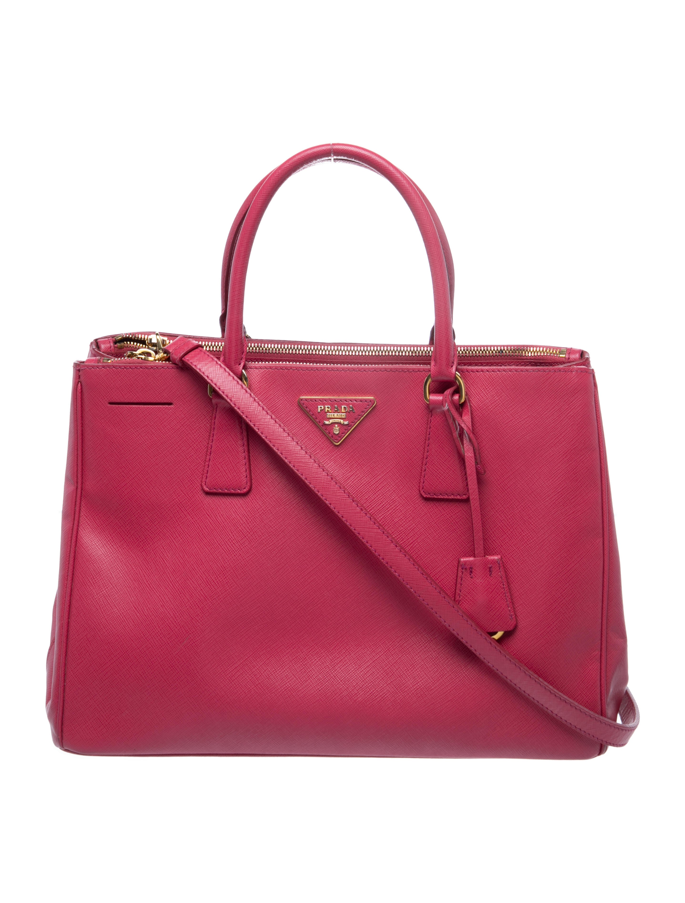 Prada Enameled Metal Triangle Galleria Double Zip Large