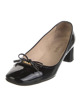 Prada Patent Leather Bow Accents Pumps