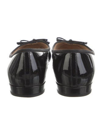 Prada Patent Leather Bow Accents Ballet Flats
