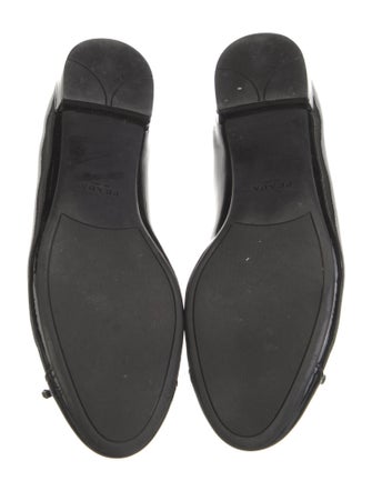 Prada Patent Leather Bow Accents Ballet Flats