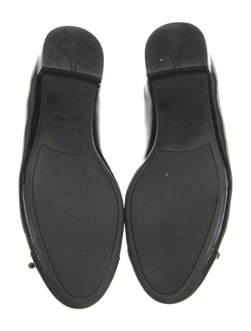Prada Patent Leather Bow Accents Ballet Flats