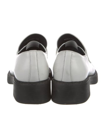 Prada Enameled Metal Triangle Leather Oxfords