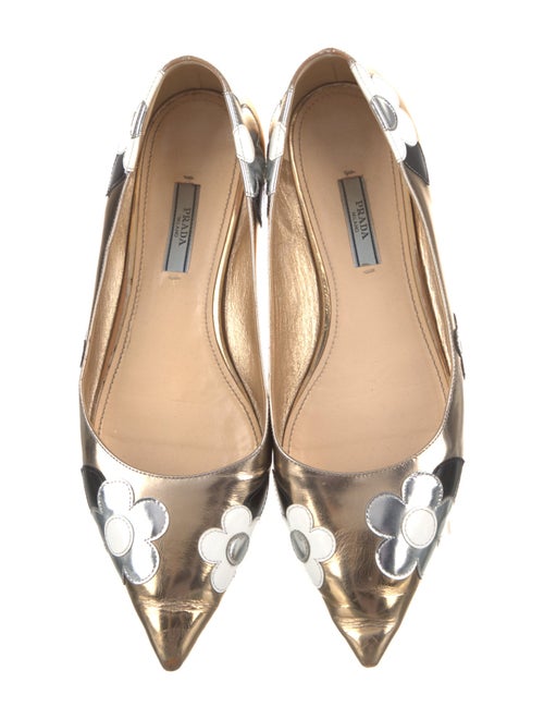 Prada Patent Leather Embroidered Accent Ballet Flats