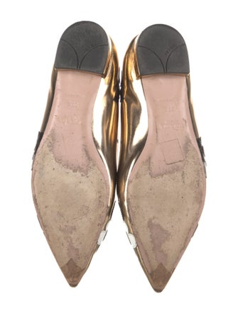 Prada Patent Leather Embroidered Accent Ballet Flats