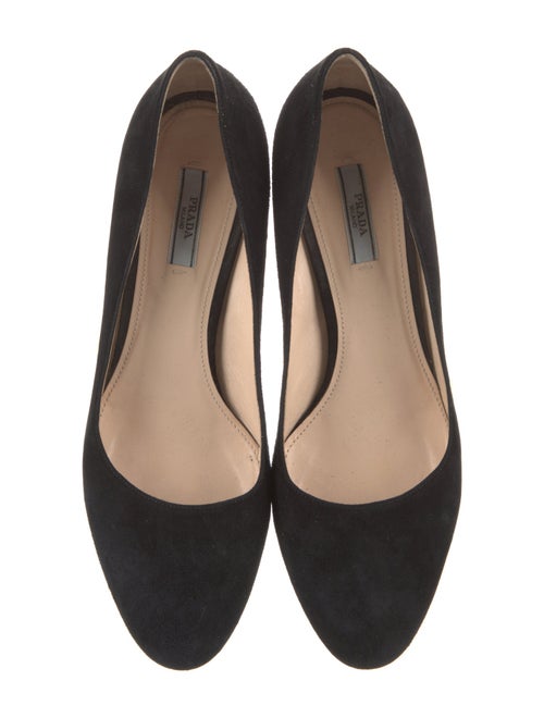 Prada Suede Leather Trim Embellishment Pumps