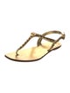 Prada Leather Studded Accents T-Strap Sandals