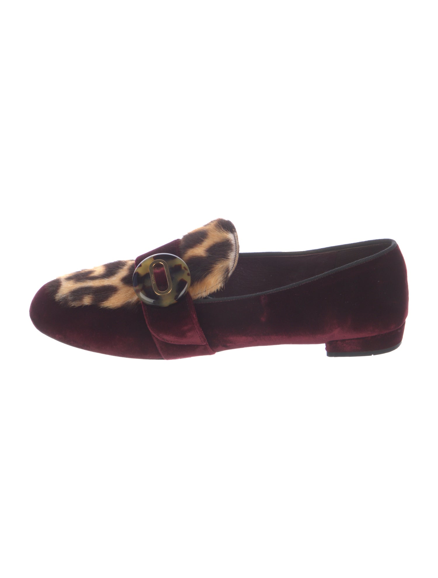 Prada Velvet Animal Print Loafers