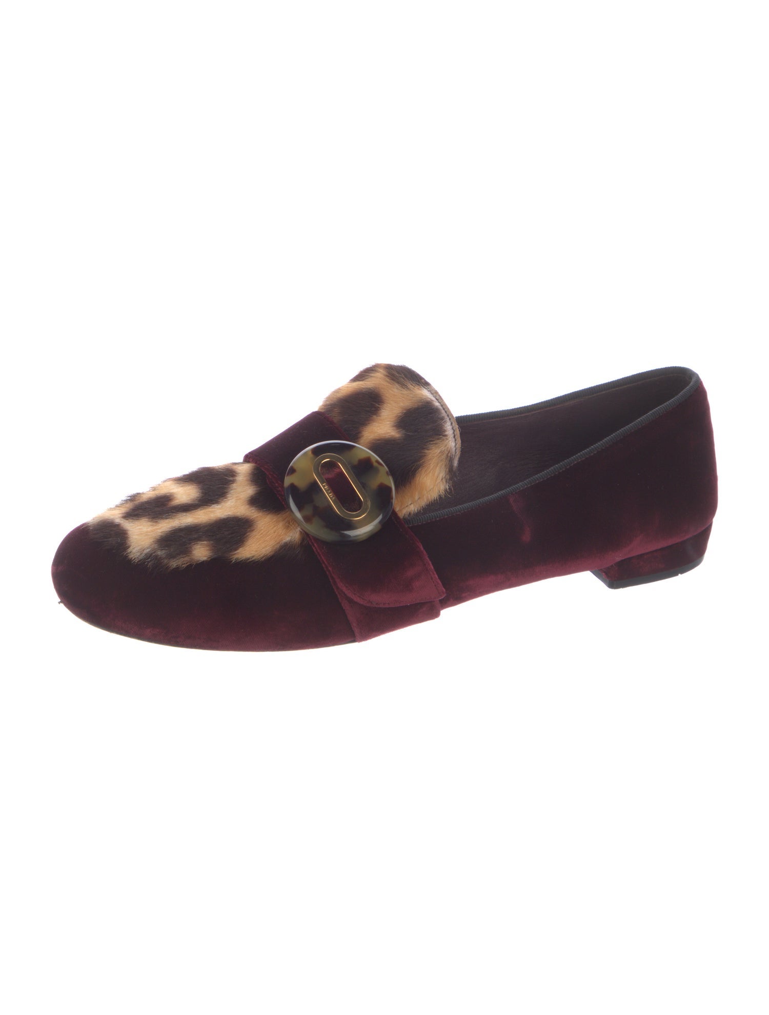 Prada Velvet Animal Print Loafers