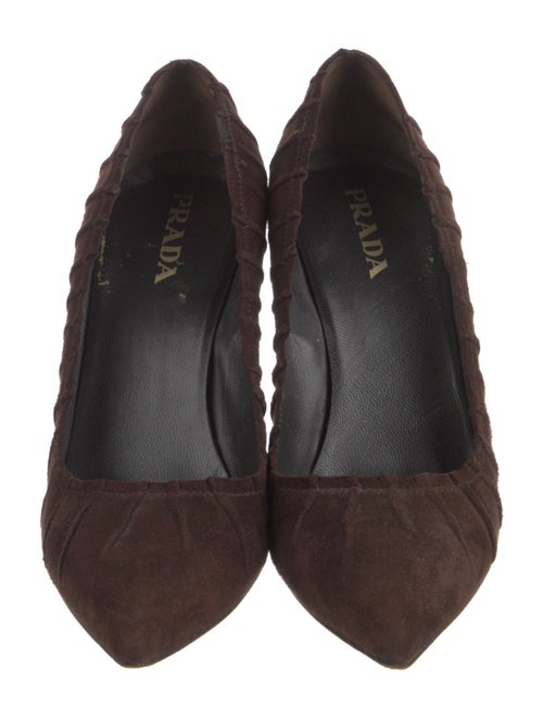 Prada Suede Leather Trim Embellishment Pumps