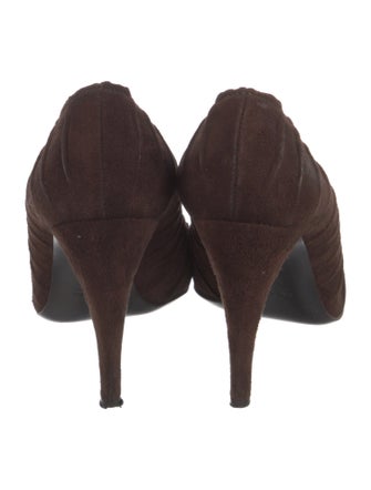 Prada Suede Leather Trim Embellishment Pumps