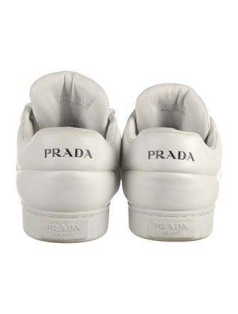 Prada Enameled Metal Triangle Leather Sneakers