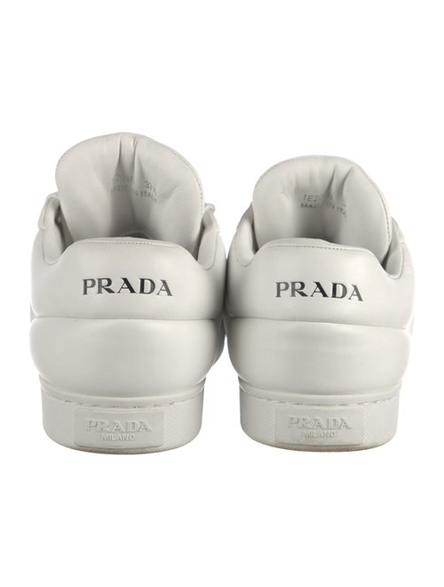 Prada Enameled Metal Triangle Leather Sneakers