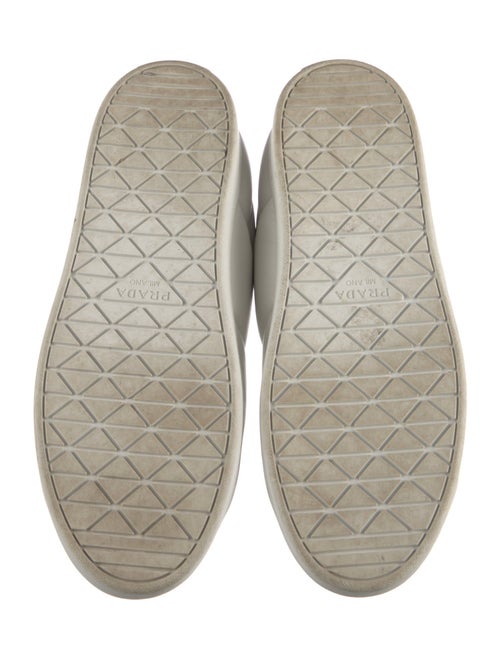 Prada Enameled Metal Triangle Leather Sneakers