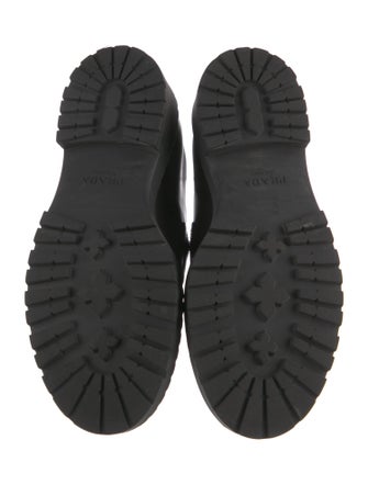 Prada Enameled Metal Triangle Leather Loafers