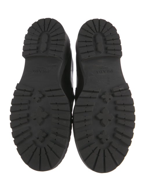 Prada Enameled Metal Triangle Leather Loafers