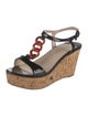 Prada Patent Leather Chain-Link Accents T-Strap Sandals