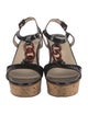 Prada Patent Leather Chain-Link Accents T-Strap Sandals