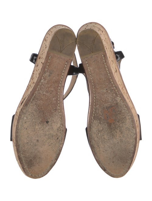 Prada Patent Leather Chain-Link Accents T-Strap Sandals