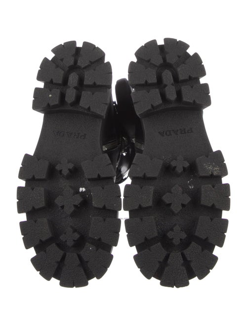 Prada Enameled Metal Triangle Leather Combat Boots