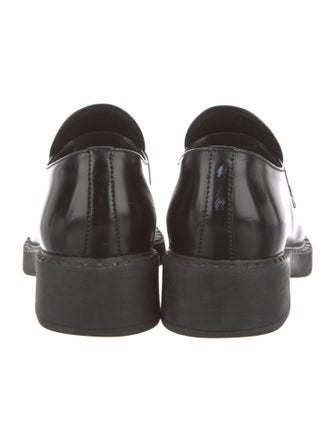 Prada Enameled Metal Triangle Leather Oxfords